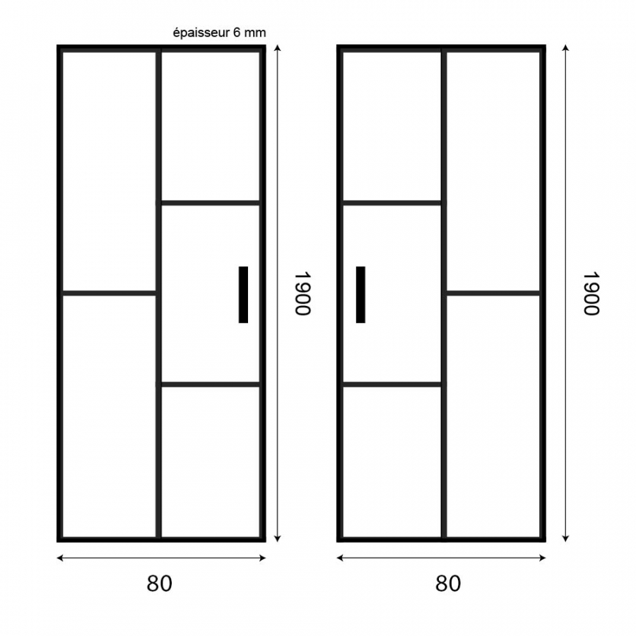 Paroi d'angle de douche 80 cm x 80 cm ATELIA plan