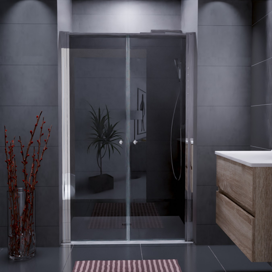 Porte de douche ouverture double pivotante ATLANTIC 120 cm x 190 cm