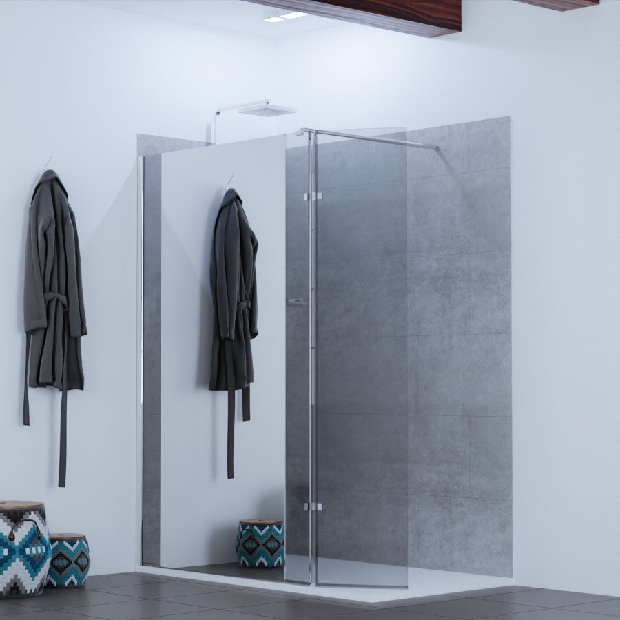 Paroi de douche effet miroir avec retour pivotant BAYA 120 cm x 200 cm