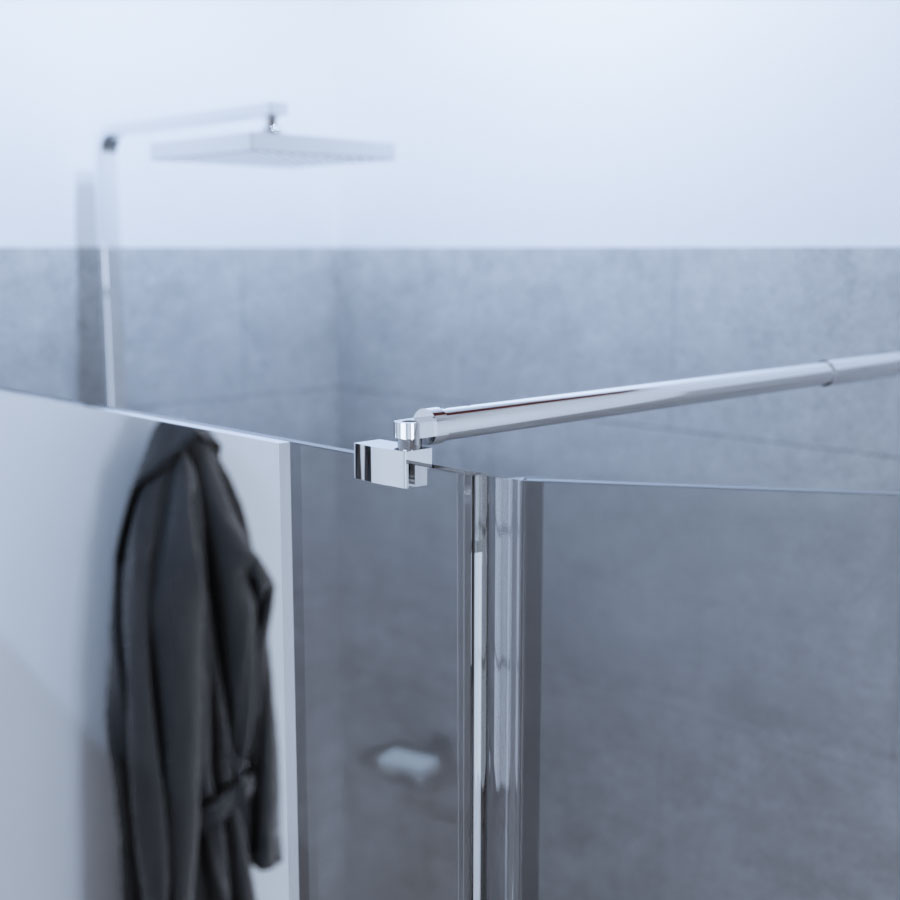 Paroi de douche effet miroir avec retour pivotant BAYA 120 cm x 200 cm