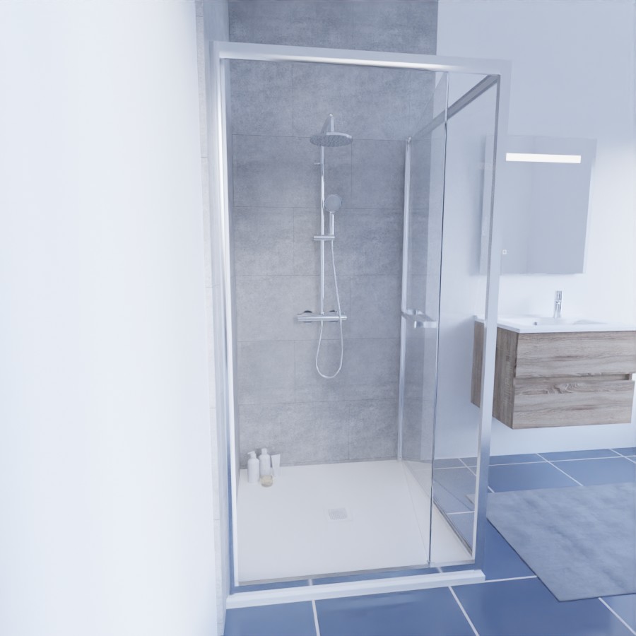 Paroi de douche en angle porte rentrante CLEVER 100 cm x 100 cm