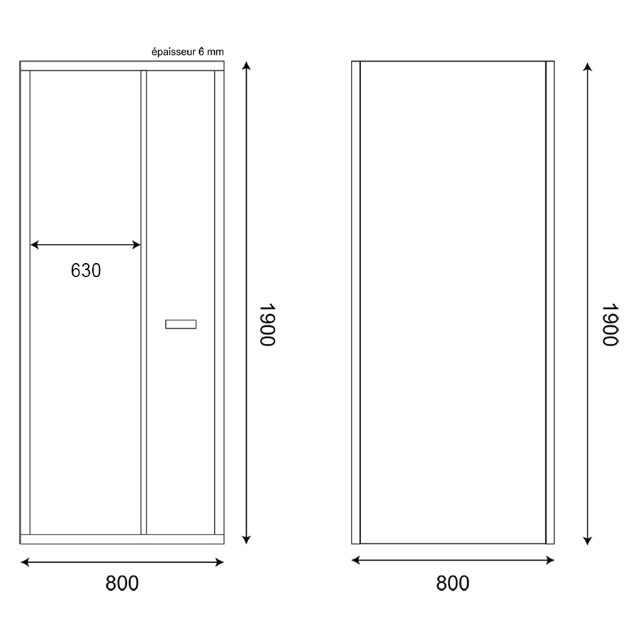 Paroi de douche en angle porte rentrante CLEVER 80 cm x 80 cm