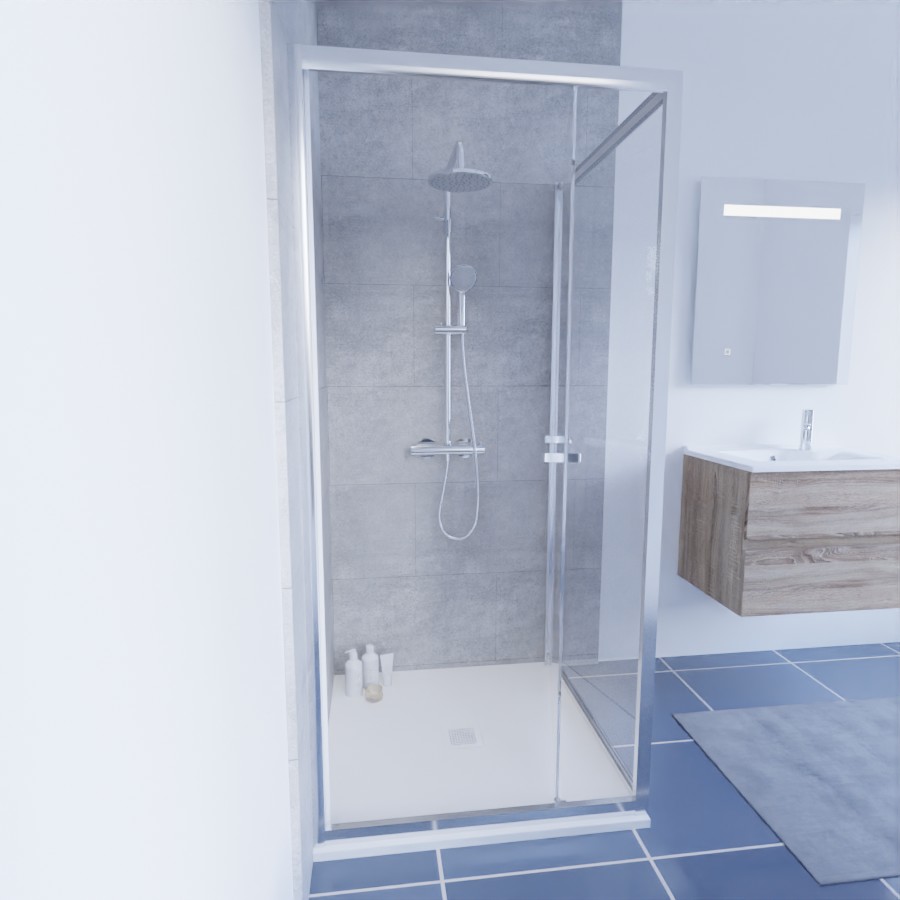 Paroi de douche en angle porte rentrante CLEVER 90 cm x 90 cm