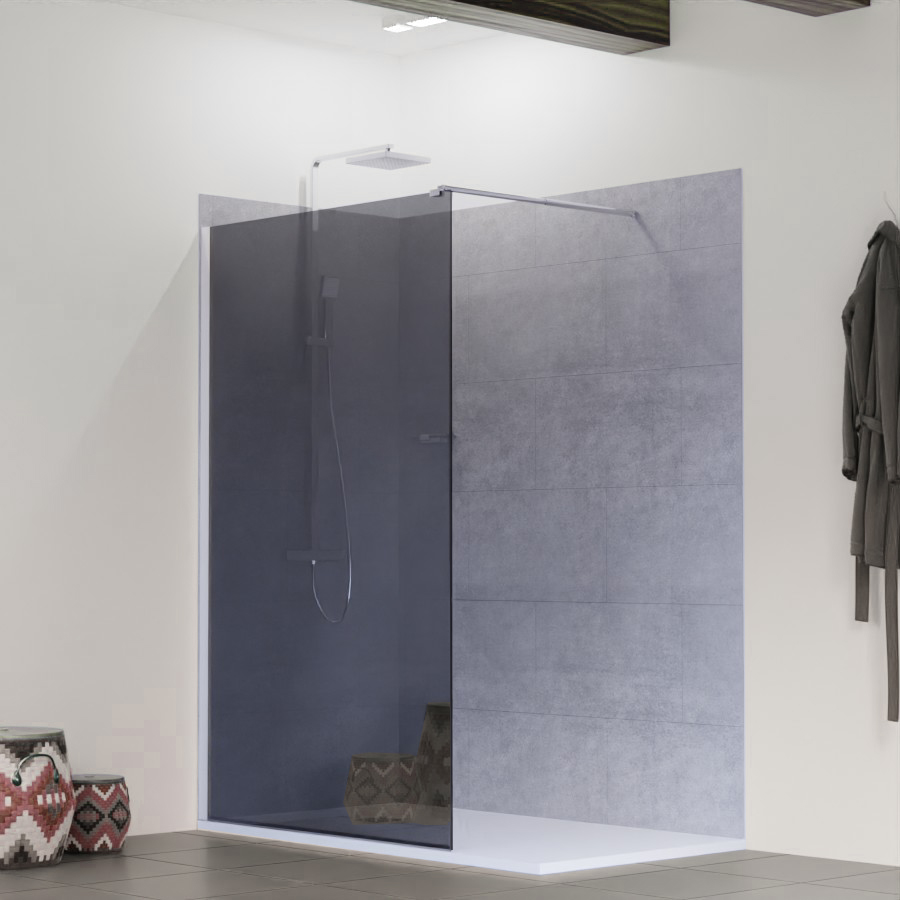 Paroi de douche en verre 10 mm d'épaisseur avec miroir sur la face extérieure 100 cm de largeur 