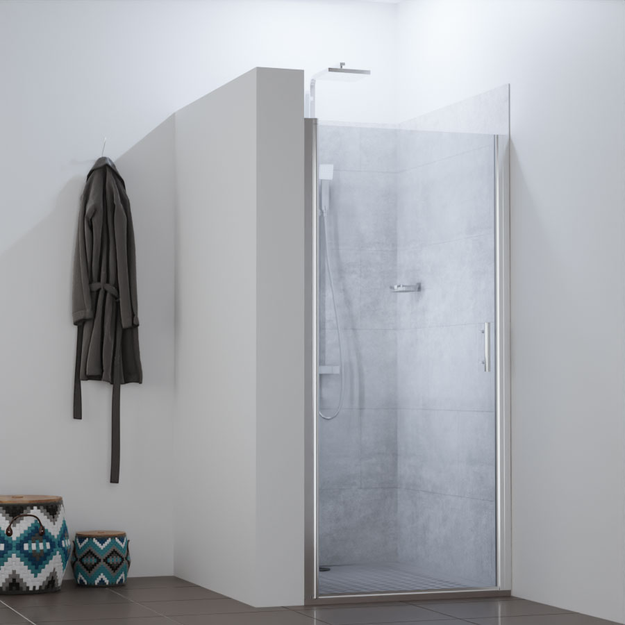 Porte de douche pivotante en verre transparent DYLANE 80 cm x 190 cm