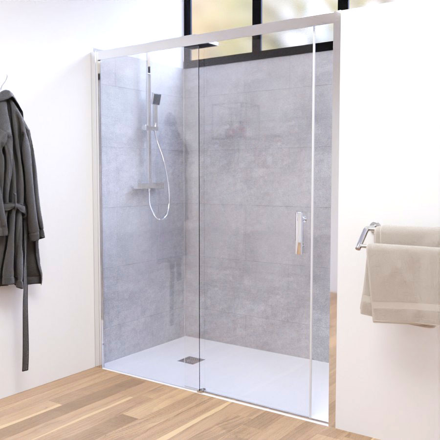 Paroi de douche verrière d'angle 120 cm x 80 cm - Portes pivotantes - ATELIA