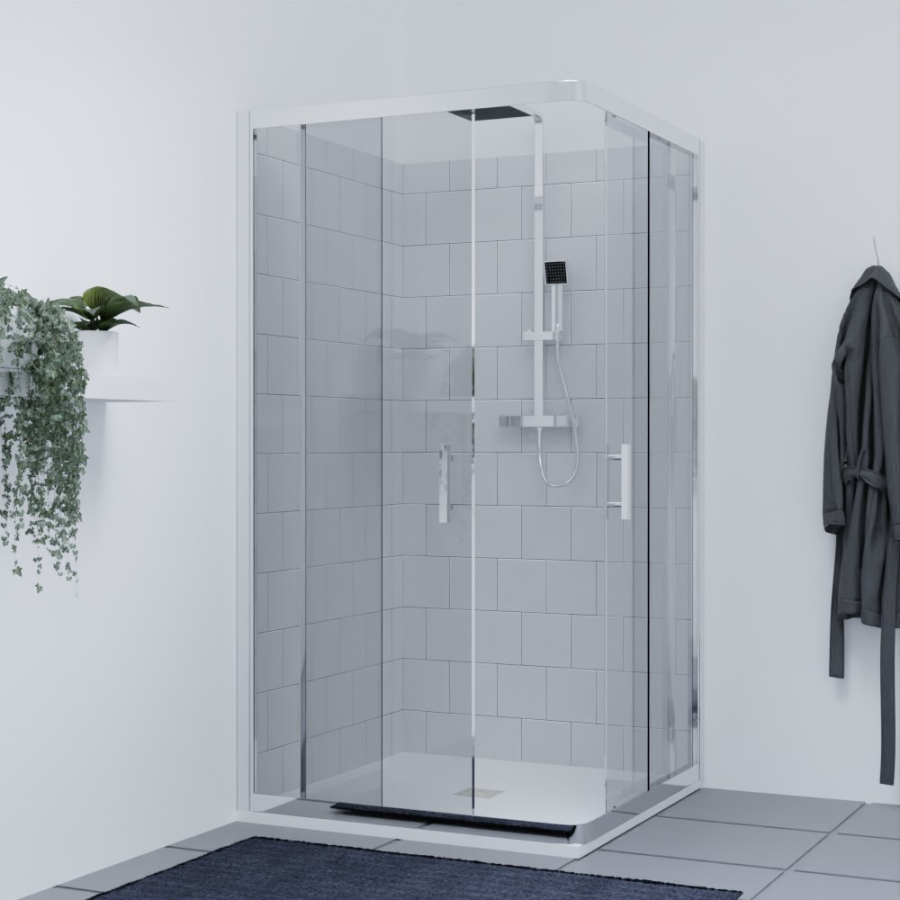 Paroi de douche coulissante en angle NERINA 100 cm x 100 cm