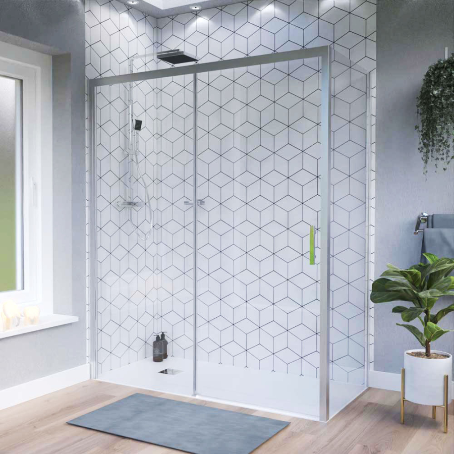 Paroi de douche d'angle avec porte coulissante NERINA Access 160 cm + retour 80 cm