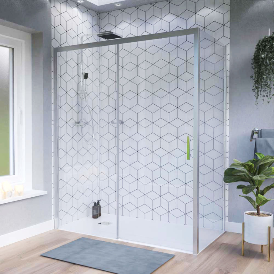 Paroi de douche d'angle avec porte coulissante NERINA Access 160 cm + retour 90 cm