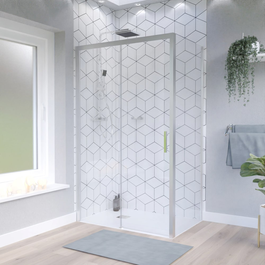 Paroi de douche d'angle avec porte coulissante NERINA Access 120 cm + retour 90 cm