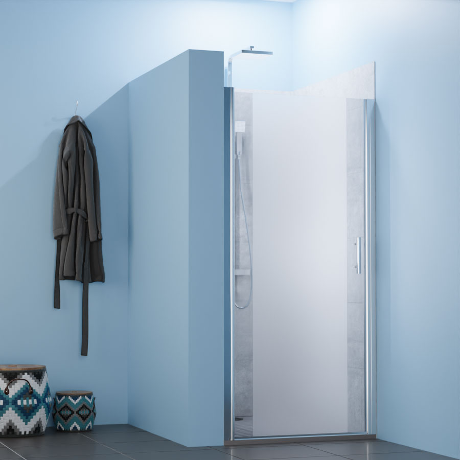 Porte de douche pivotante SANDY 80 cm x 190 cm verre sablé opaque en partie centrale