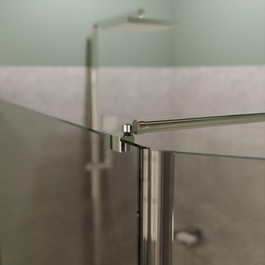 Paroi de douche à l'italienne STURDY en verre 10 mm d'épaisseur largeur 100 cm et retour pivotant de 40 cm