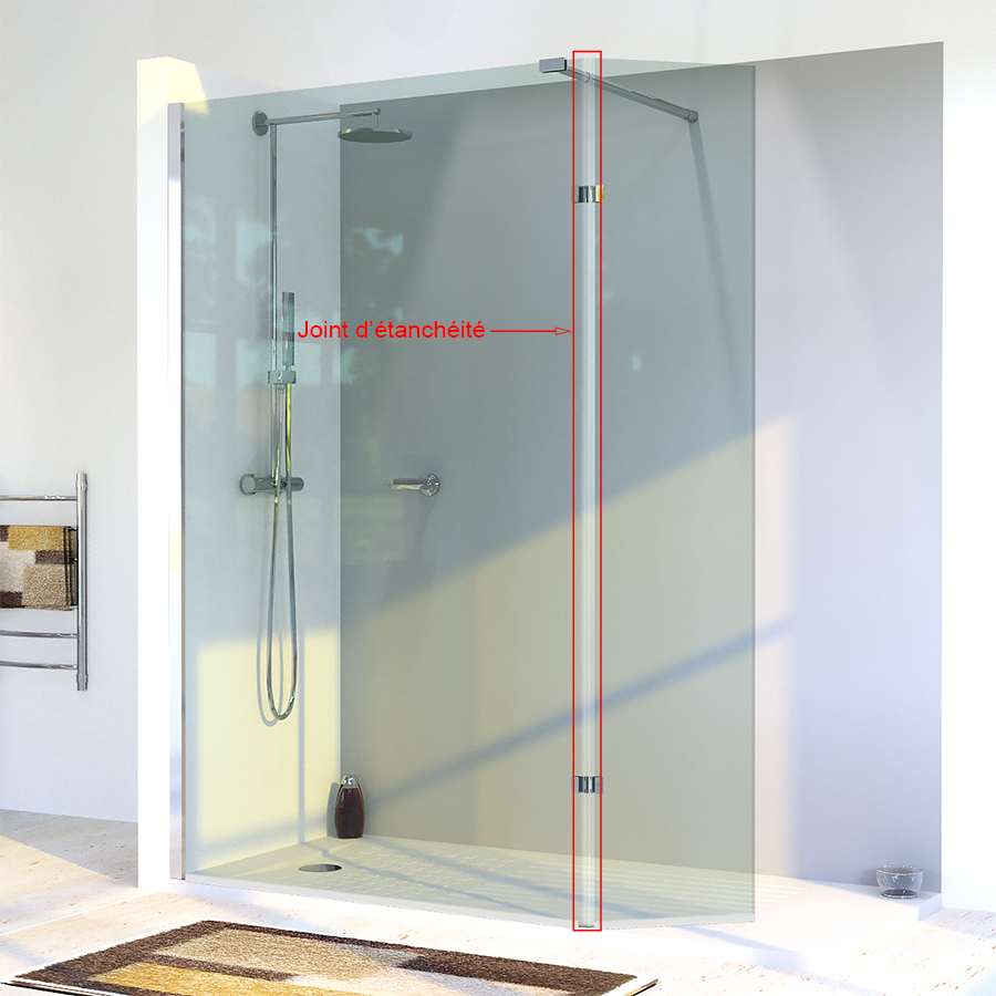 Joint d'étanchéité bas horizontal pour portes de douche, 100 cm, transparent  pour verre 5 mm