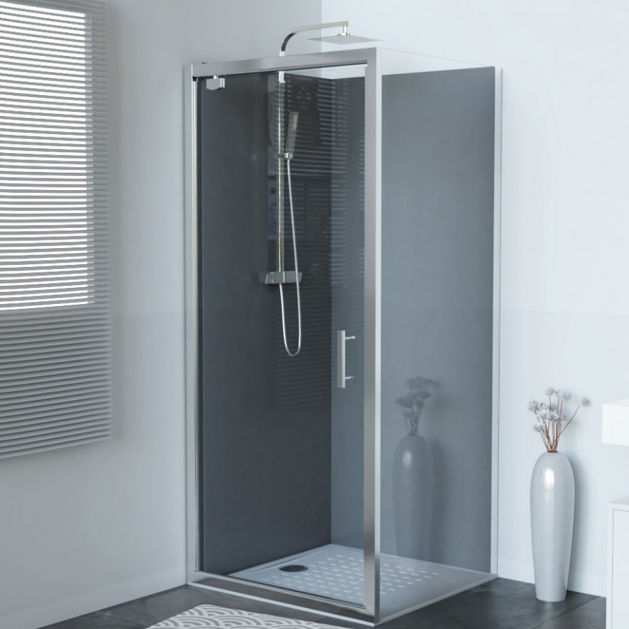 Paroi de douche d'angle avec une porte pivotante et retour fixe NERINA 90 cm x 90 cm