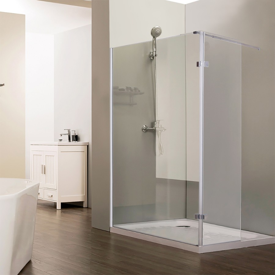 Paroi de douche en verre avec retour pivotant 100 cm x 185 cm NEPTA