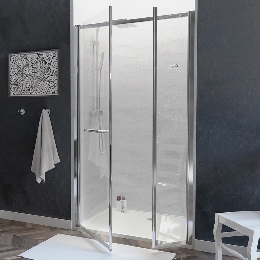 Double porte de douche OCEANE 120 cm grande ouverture pivotante à gauche