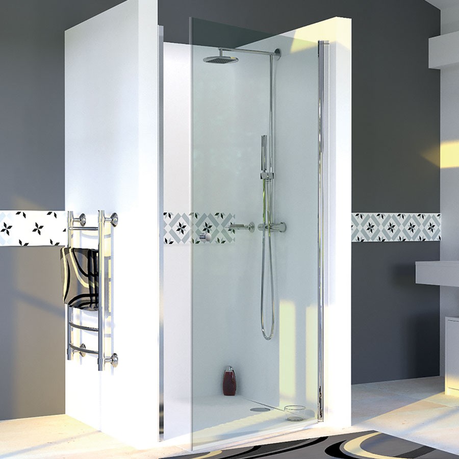 Porte de douche pivotante DYLANE 90 cm x 190 cm en verre securit transparent