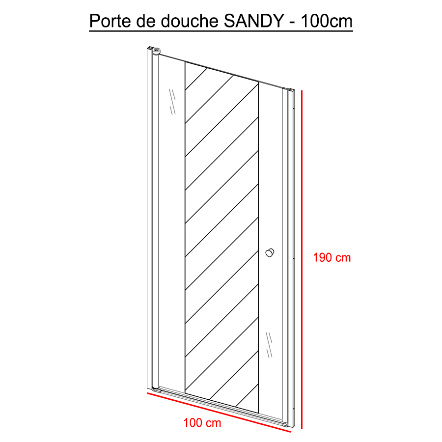 Porte de douche pivotante SANDY 100 cm x 190 cm
