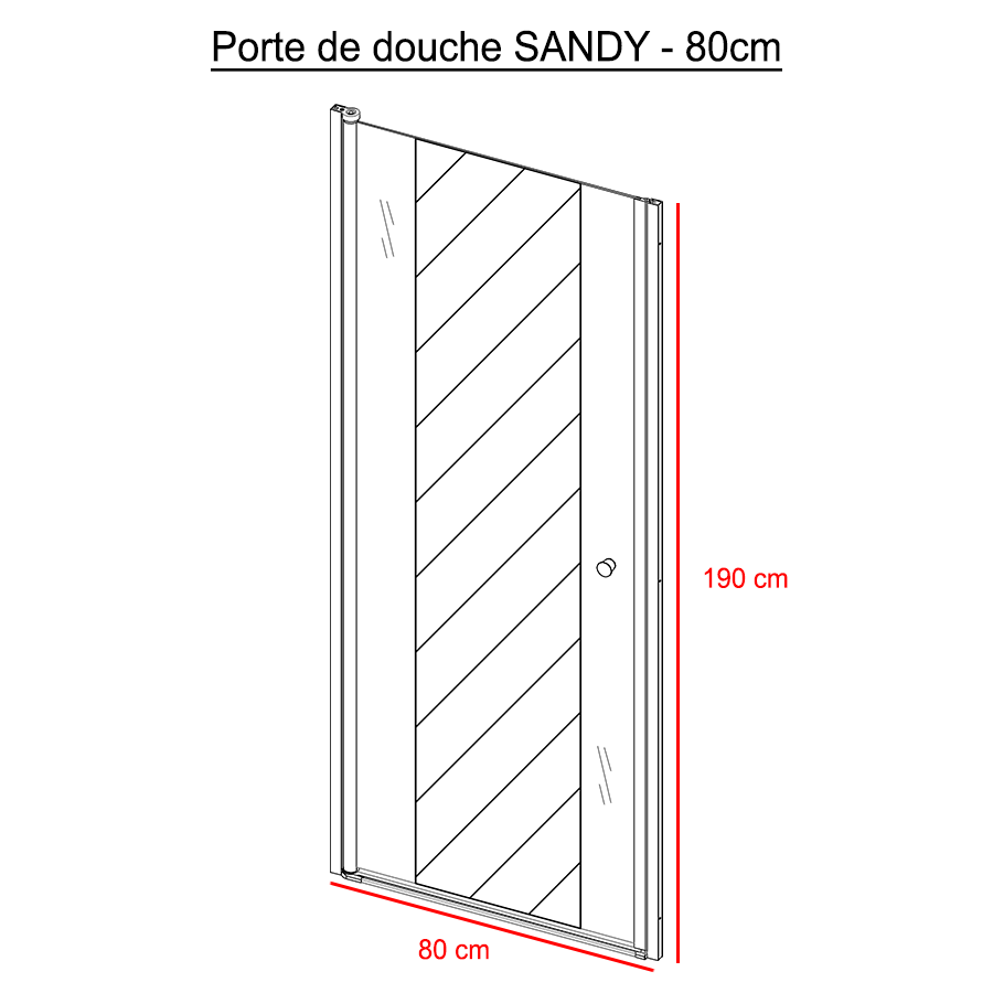 Porte de douche pivotante SANDY 80 cm x 190 cm