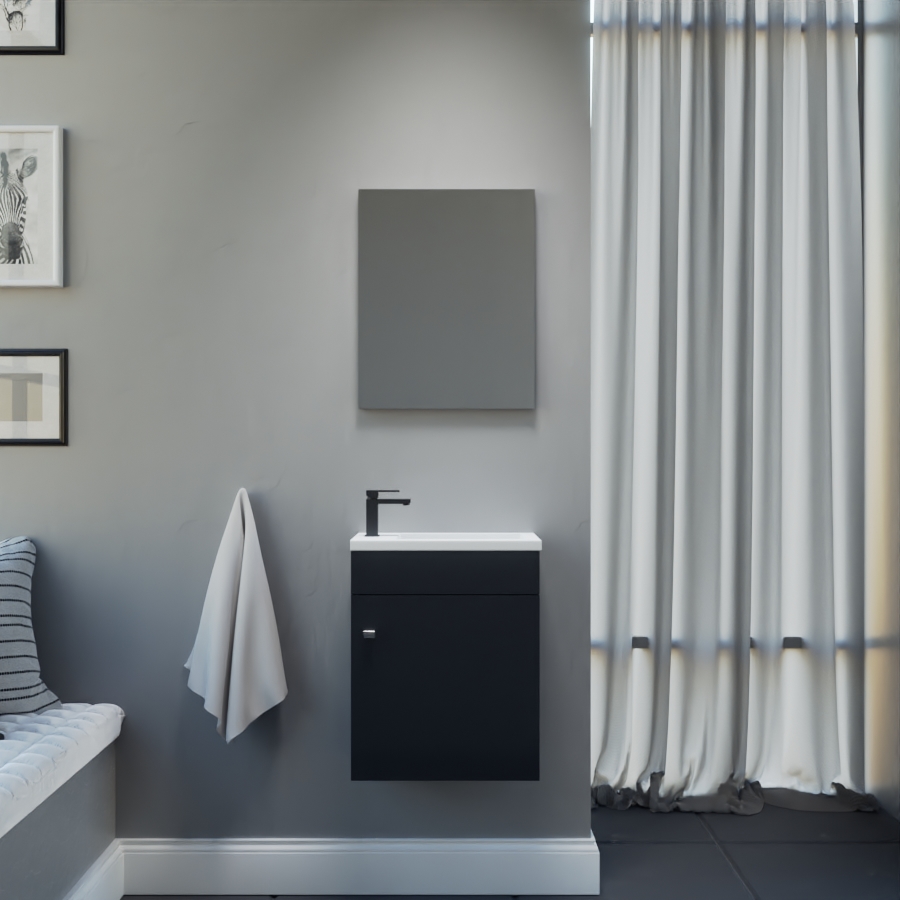 Meuble lave-mains LILA gris anthracite avec miroir