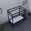 Meuble salle de bain sous vasque structura en métal noir mat largeur 80 cm avec étagère basse blanche 